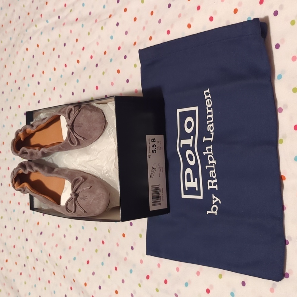 Polo Ralph Lauren Women's Ballet-Ballerina Flat Grey Suede shoes. Size 5.5B. - Picture 8 of 9